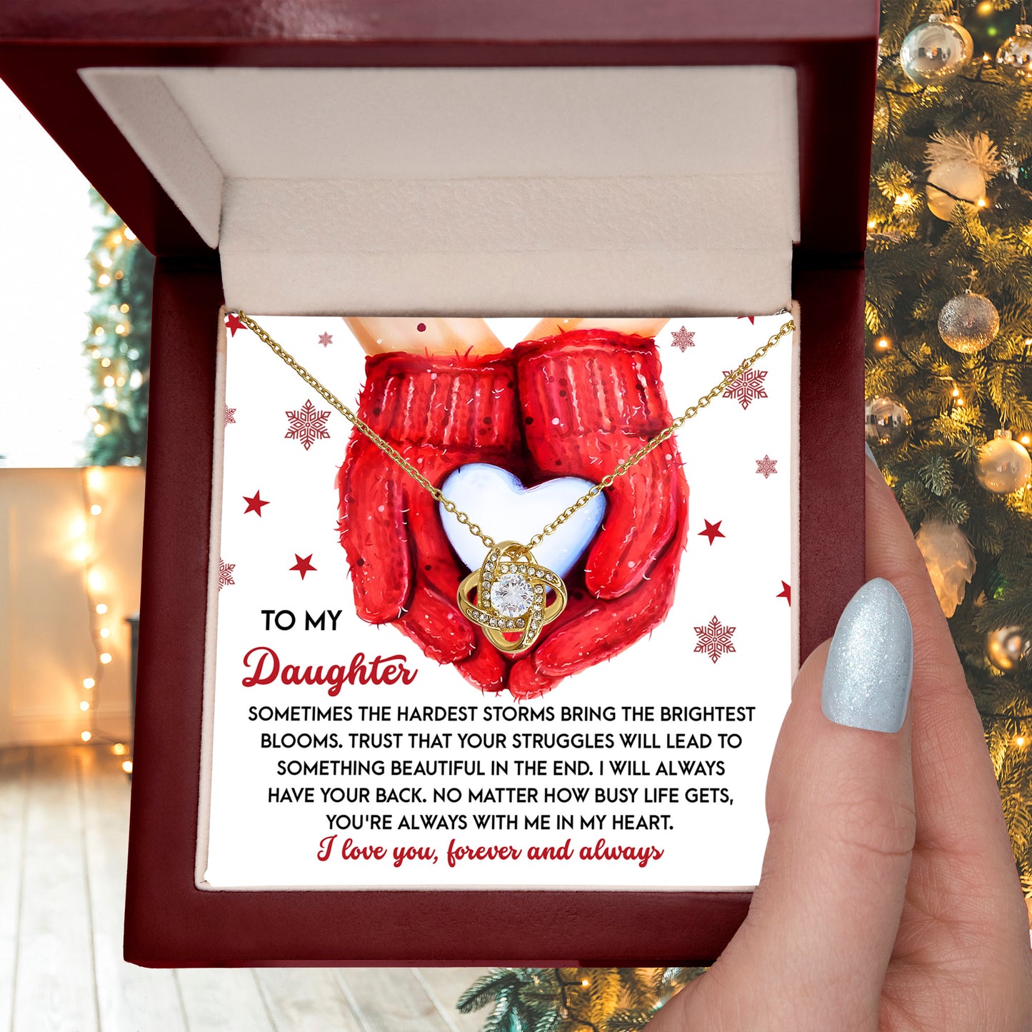 Gift for Daughter - In My Heart - Love Knot Pendant Necklace - Mallard Moon Gift Shop