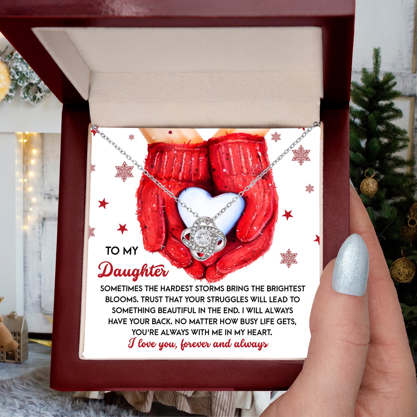 Gift for Daughter - In My Heart - Love Knot Pendant Necklace - Mallard Moon Gift Shop