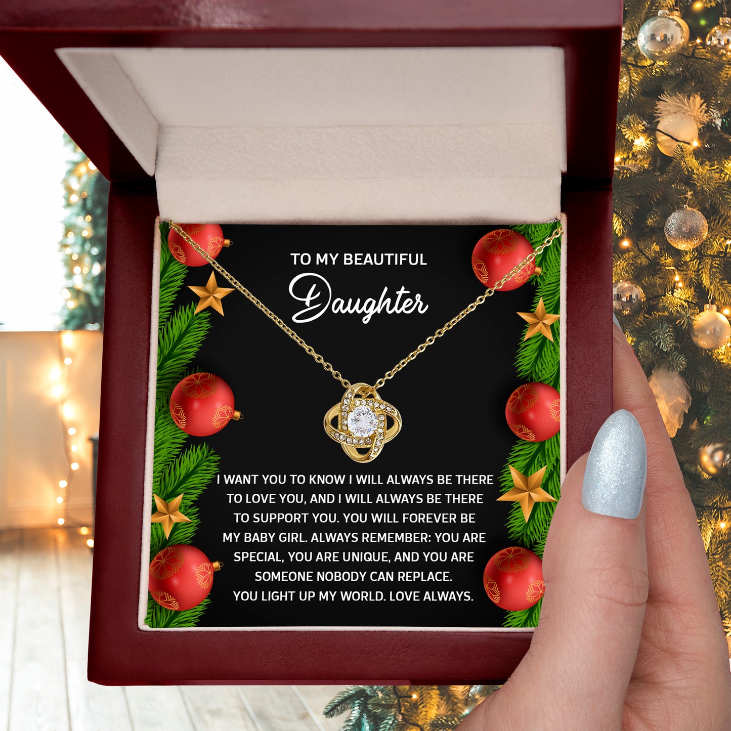 Gift for Daughter - Nobody Can Replace - Love Knot Pendant Necklace - Mallard Moon Gift Shop