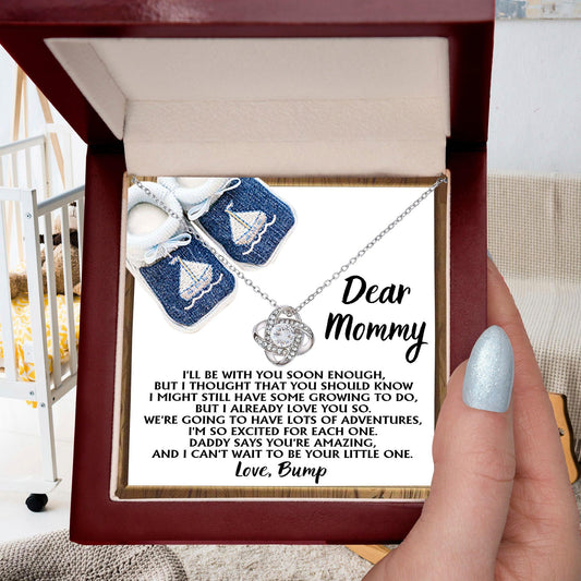 Dear Mommy-To-Be You're Amazing and I Can't Wait - Love Knot Necklace - Mallard Moon Gift Shop