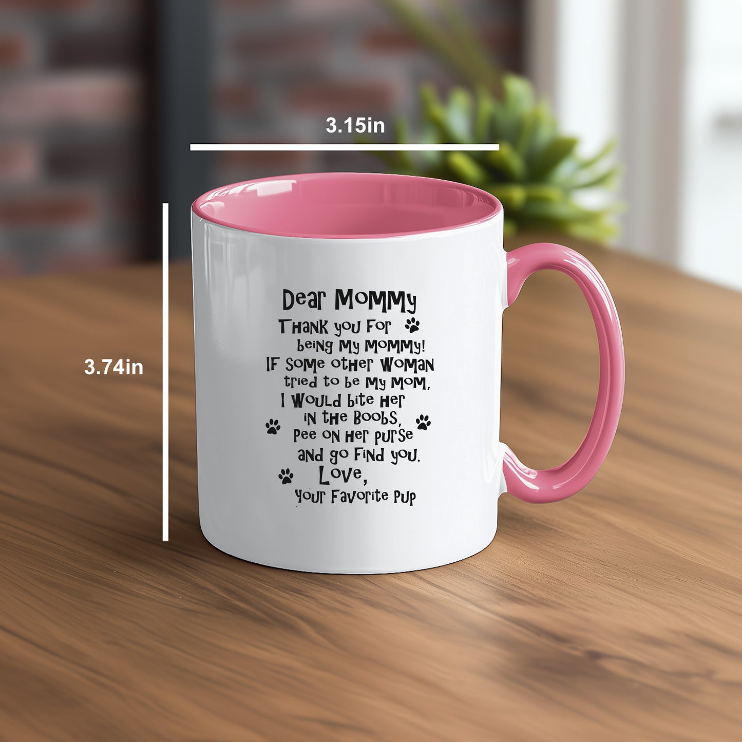 Funny Dog Mommy Mug - Coffee Mug, White with Colored Inside and Handle - Mallard Moon Gift Shop