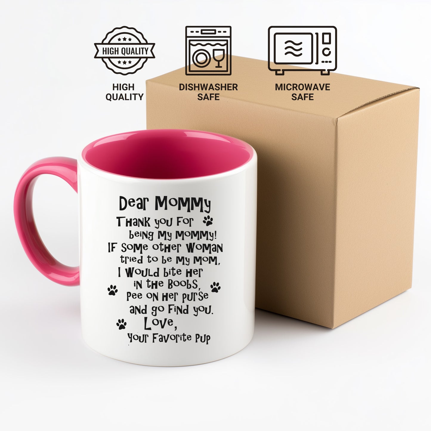 Funny Dog Mommy Mug - Coffee Mug, White with Colored Inside and Handle - Mallard Moon Gift Shop