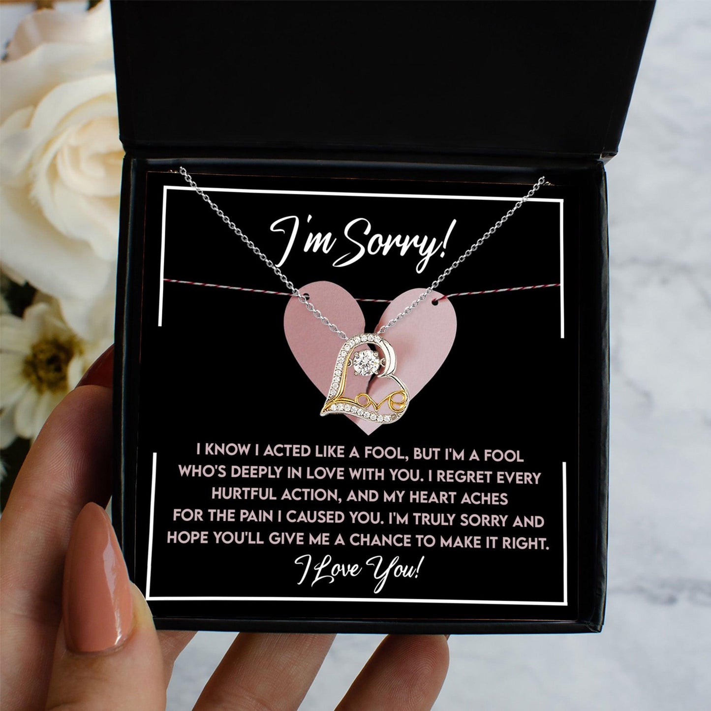 Apology Gift for Girlfriend, Wife, Soulmate - Sorry, Deeply In Love - Love Dancing Heart Pendant Necklace - Mallard Moon Gift Shop