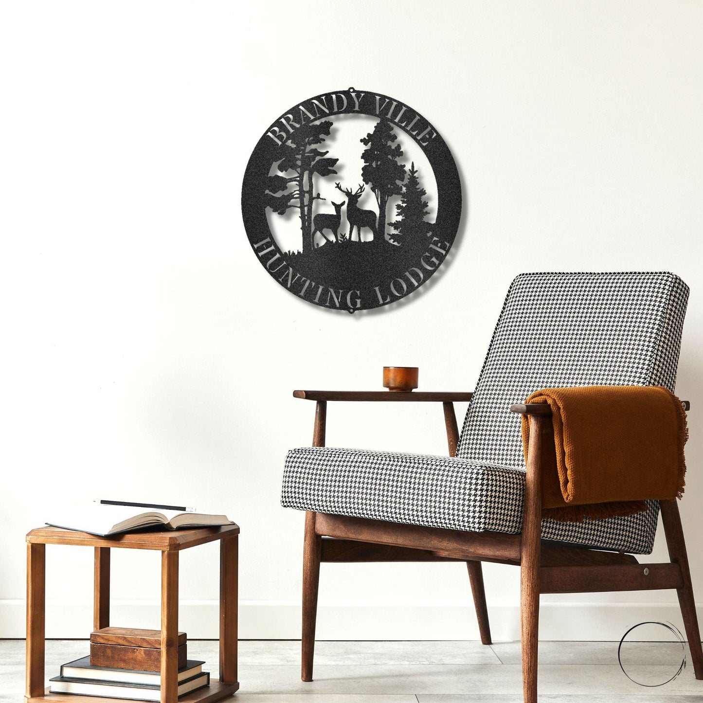 Deer Scene Personalized Name Indoor Outdoor Steel Wall Sign Metal Art - Mallard Moon Gift Shop