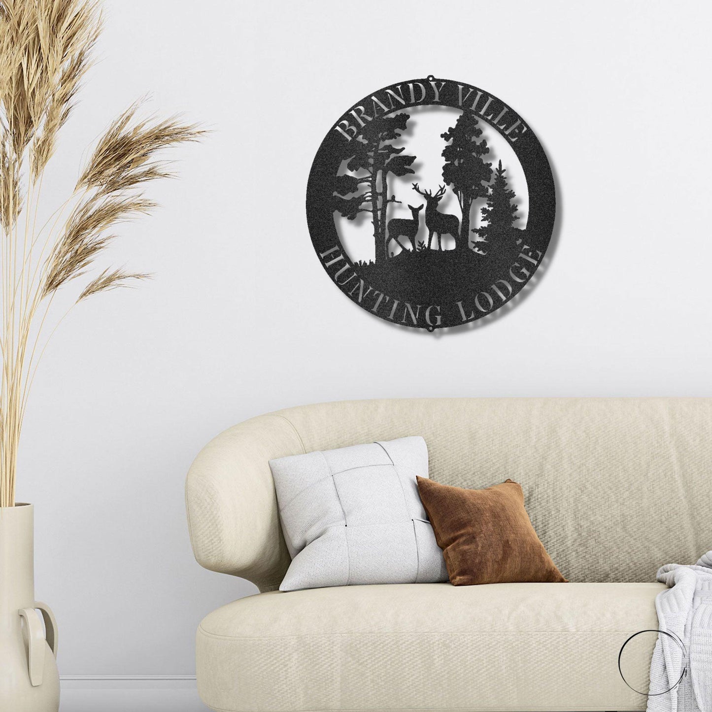 Deer Scene Personalized Name Indoor Outdoor Steel Wall Sign Metal Art - Mallard Moon Gift Shop