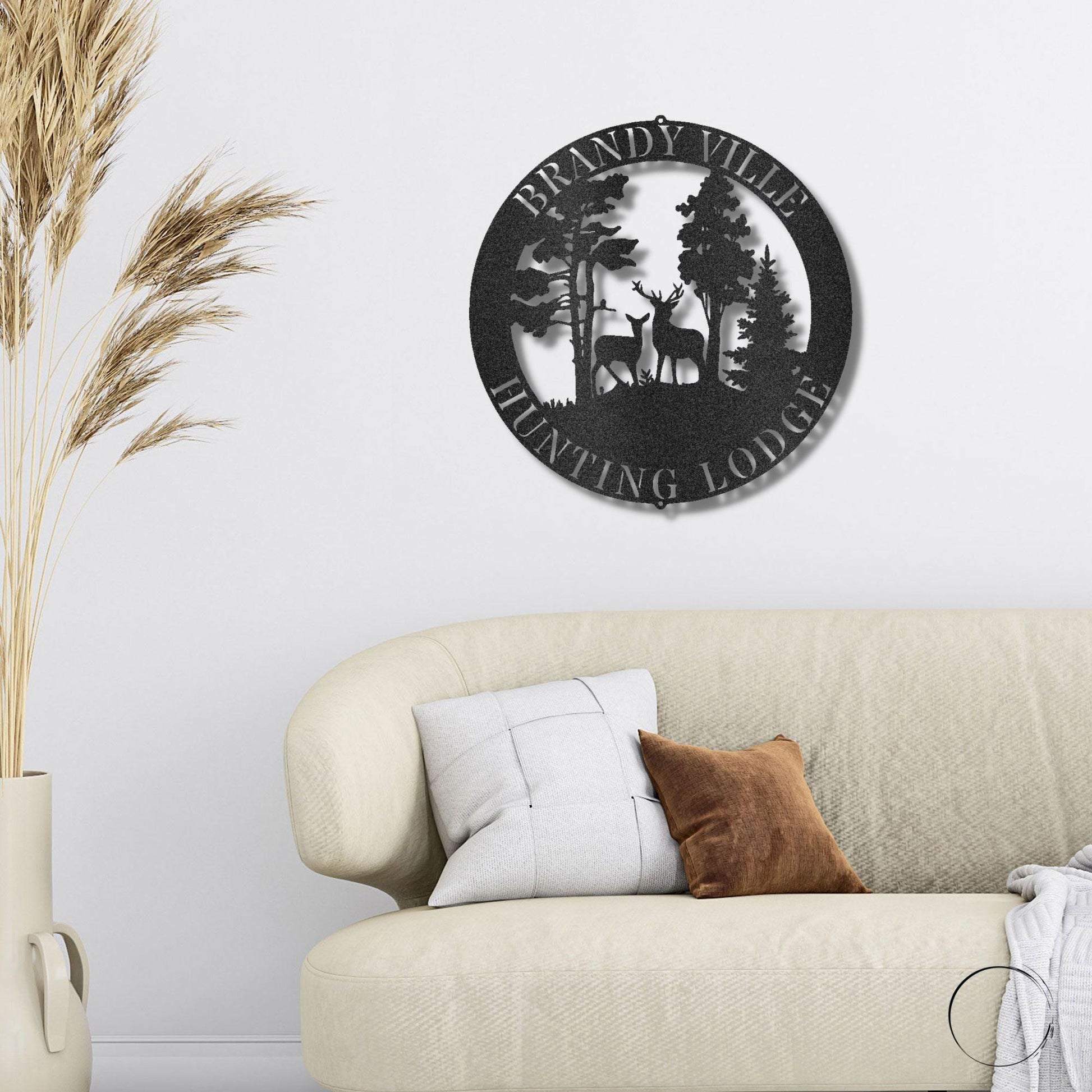 Deer Scene Personalized Name Indoor Outdoor Steel Wall Sign Metal Art - Mallard Moon Gift Shop