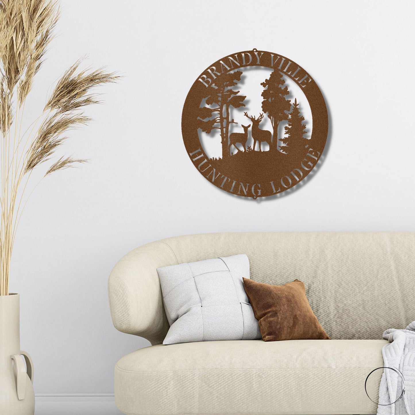 Deer Scene Personalized Name Indoor Outdoor Steel Wall Sign Metal Art - Mallard Moon Gift Shop