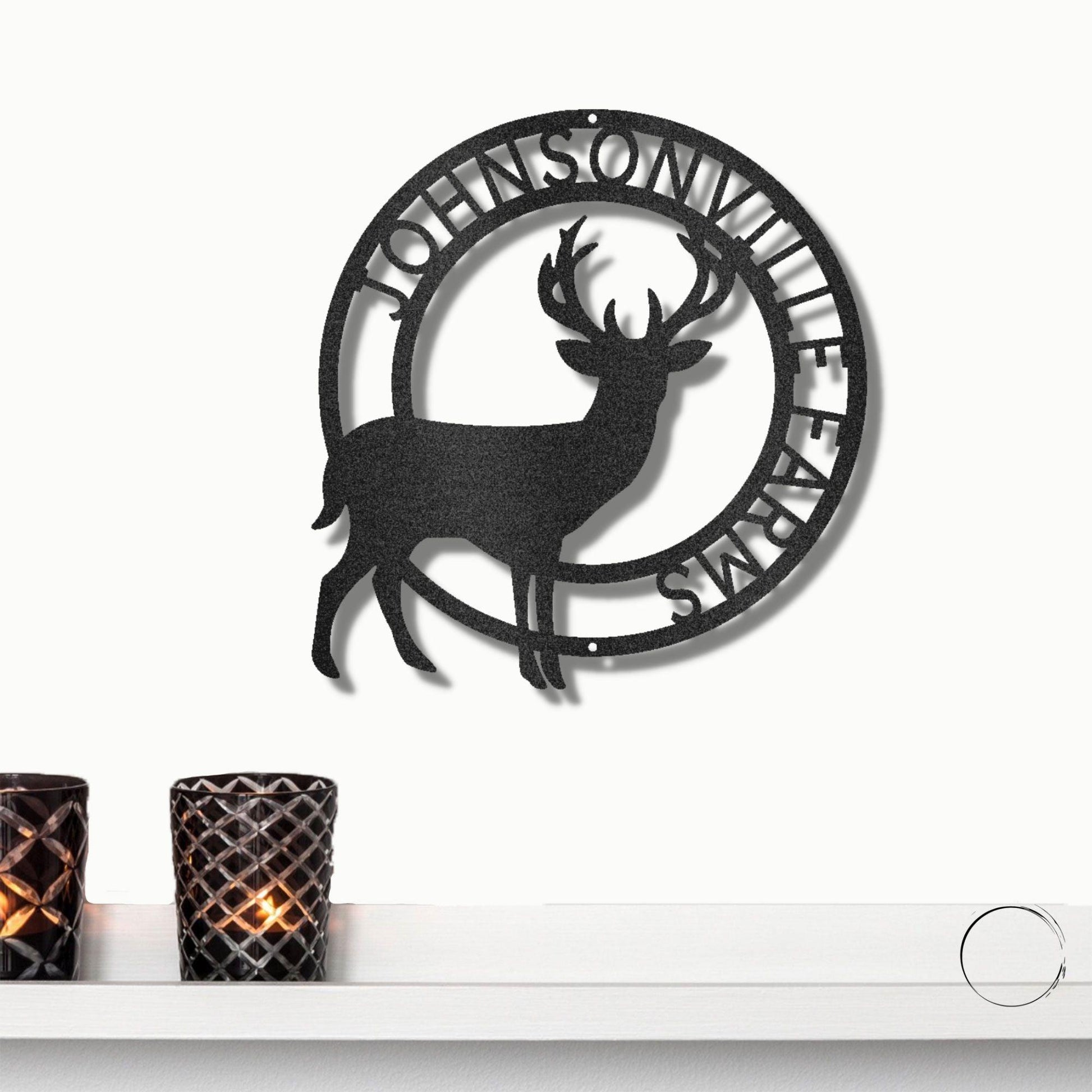 Deer Stag Personalized Name Metal Art Wall Sign - Mallard Moon Gift Shop