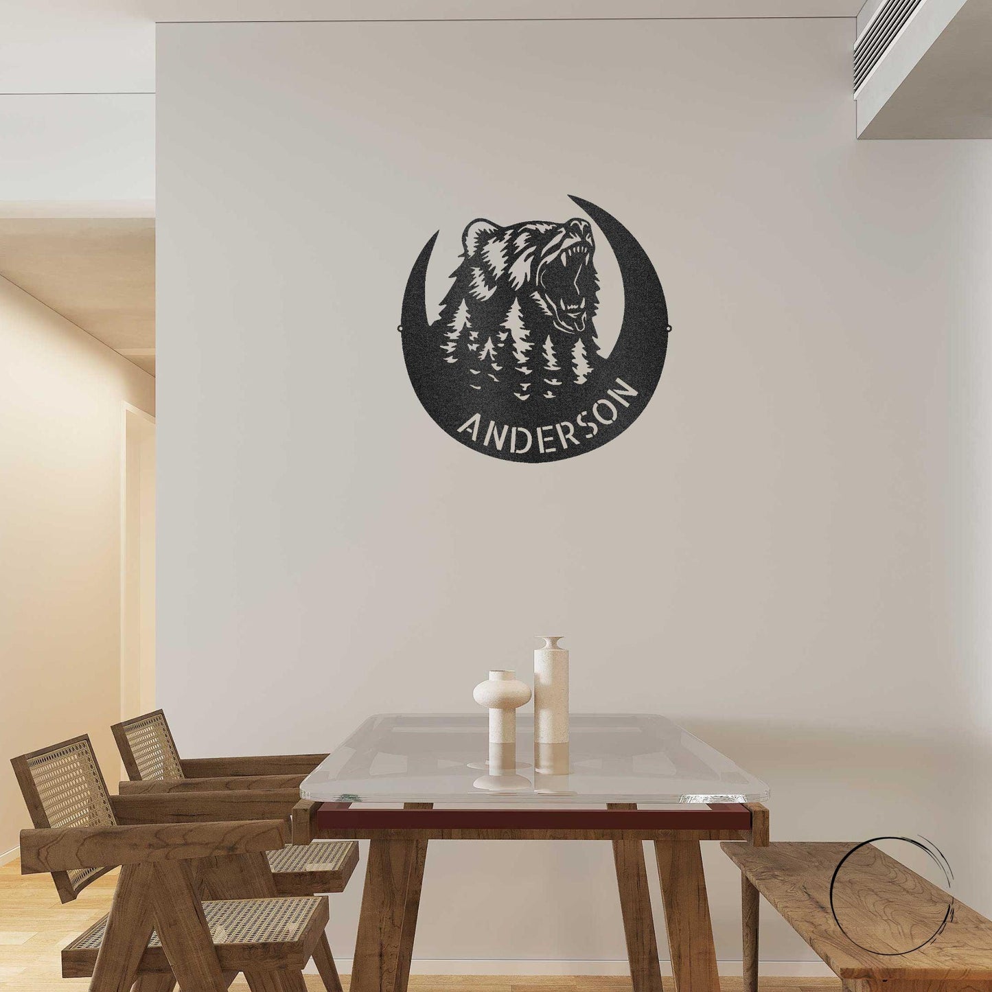 Roaring Bear Custom Name Indoor Outdoor Steel Wall Sign - Mallard Moon Gift Shop