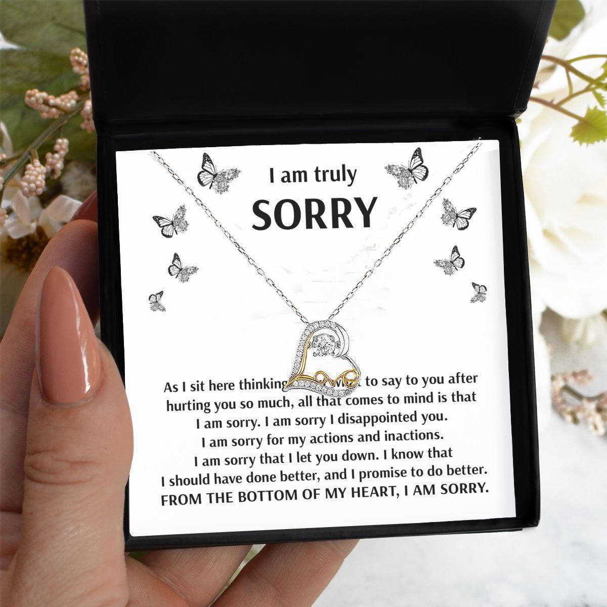 Apology Gift for Girlfriend, Wife, Soulmate - Sorry, Done Better - Love Dancing Heart Pendant Necklace - Mallard Moon Gift Shop