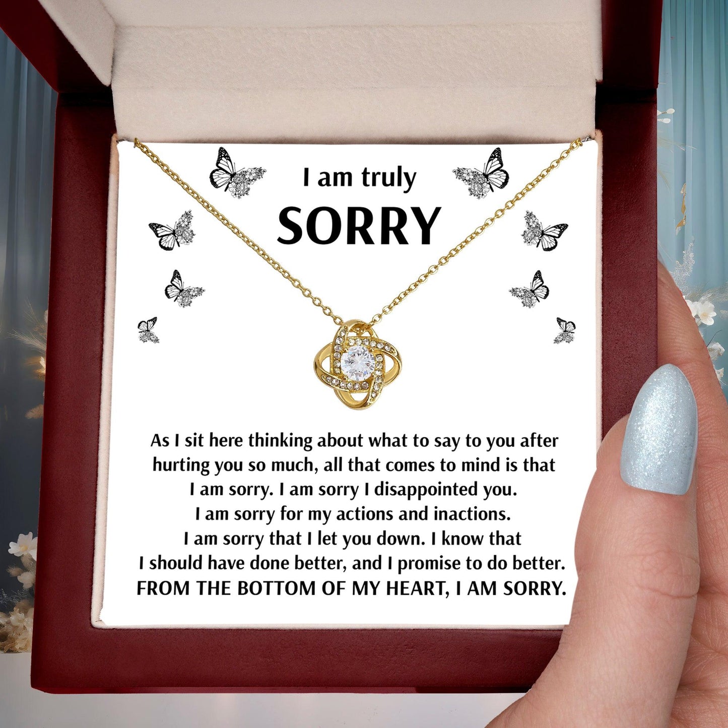 Apology Gift for Girlfriend, Wife, Soulmate - Sorry, Done Better - Love Knot Pendant Necklace - Mallard Moon Gift Shop