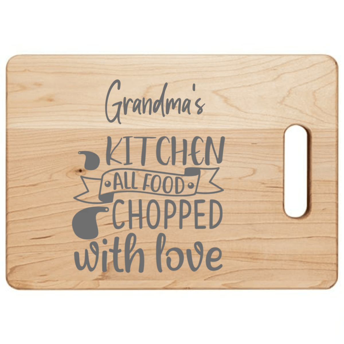 Custom Kitchen Cutting Board All Food Chopped With Love - Mallard Moon Gift Shop