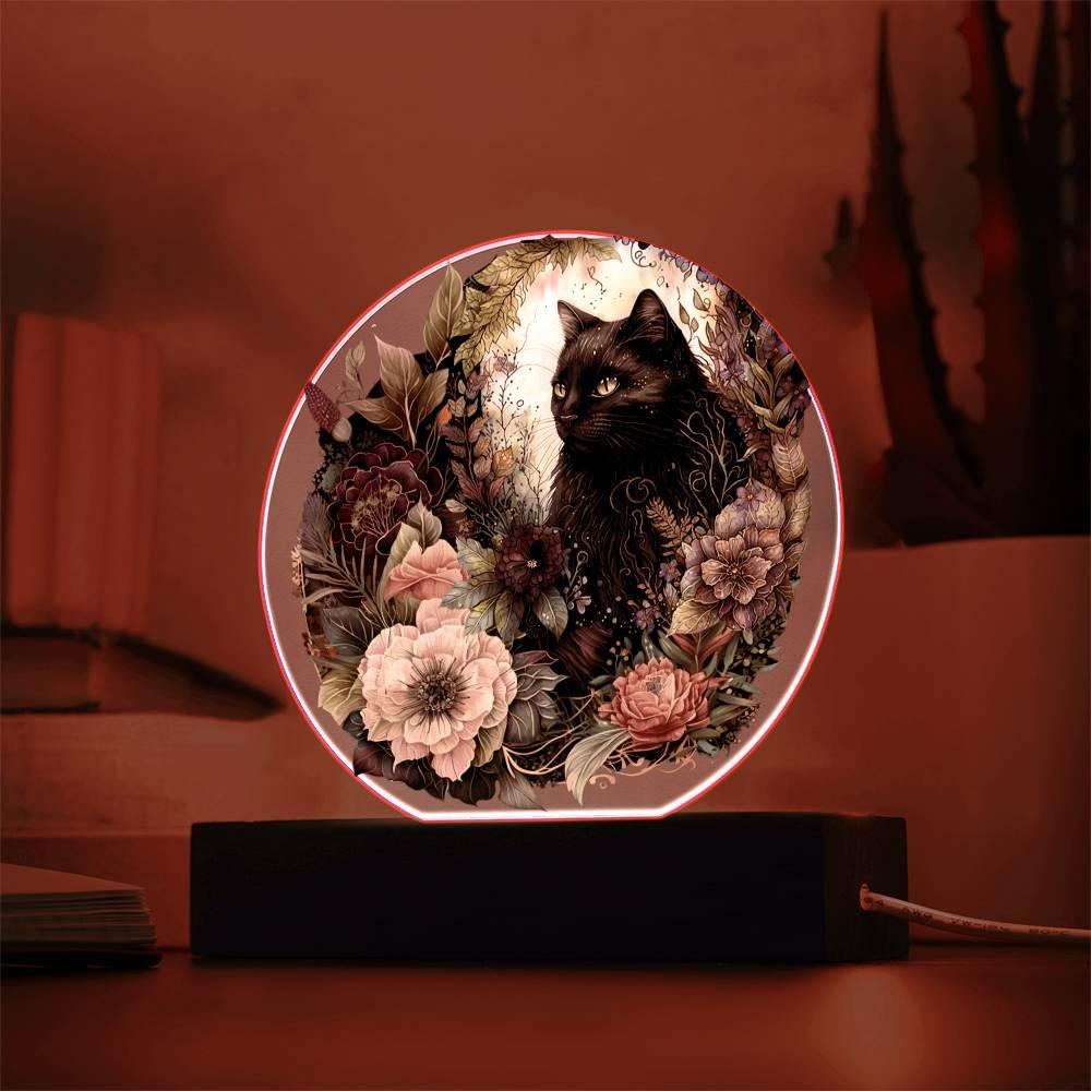 Eerie Feline Shadow: Spooky Acrylic Decor - Mallard Moon Gift Shop