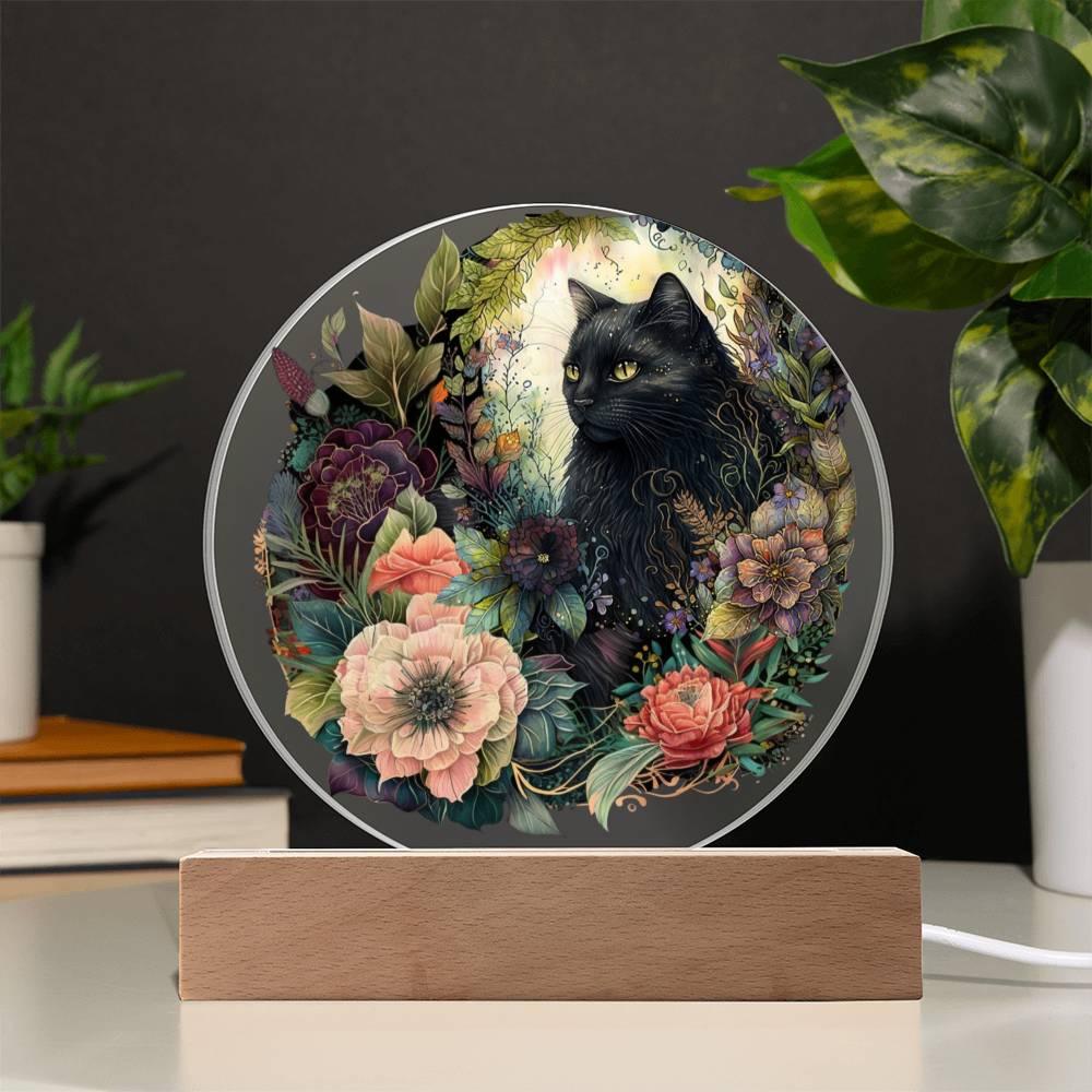 Eerie Feline Shadow: Spooky Acrylic Decor - Mallard Moon Gift Shop
