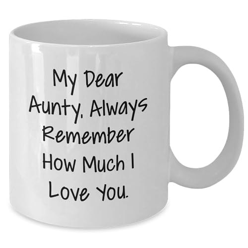 Aunty Love White Coffee Mug, Funny Quote Gifts for Aunty, Valentine's Day Unique Gifts from Men, Women, Friends, Coworkers, Family