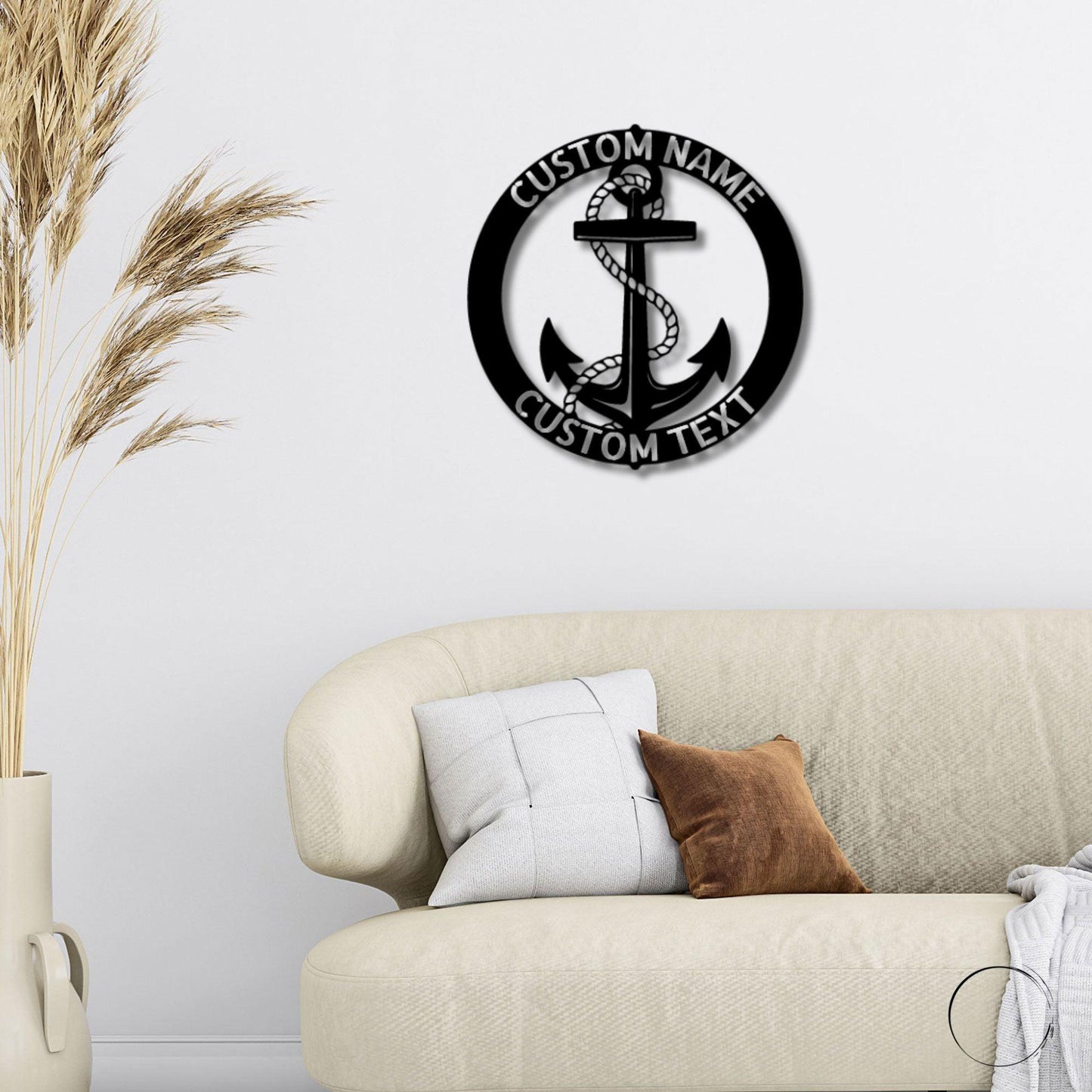 Elaborate Anchor Ring Personalized Name Indoor Outdoor Steel Wall Sign Metal Art - Mallard Moon Gift Shop
