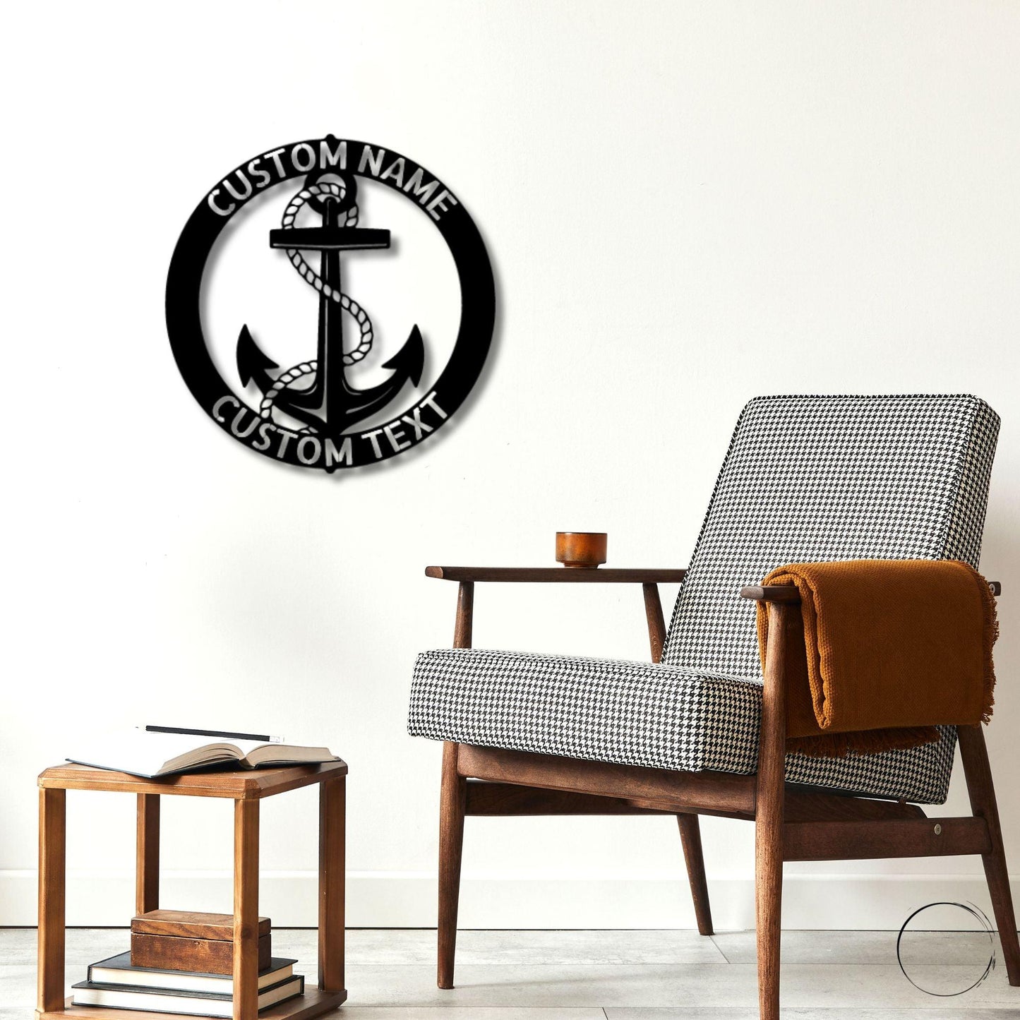 Elaborate Anchor Ring Personalized Name Indoor Outdoor Steel Wall Sign Metal Art - Mallard Moon Gift Shop
