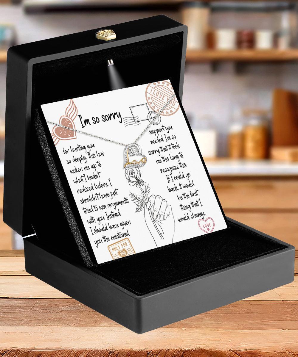Apology Gift for Girlfriend, Wife, Soulmate, Emotional Support - Love Dancing Heart Pendant Necklace - Mallard Moon Gift Shop