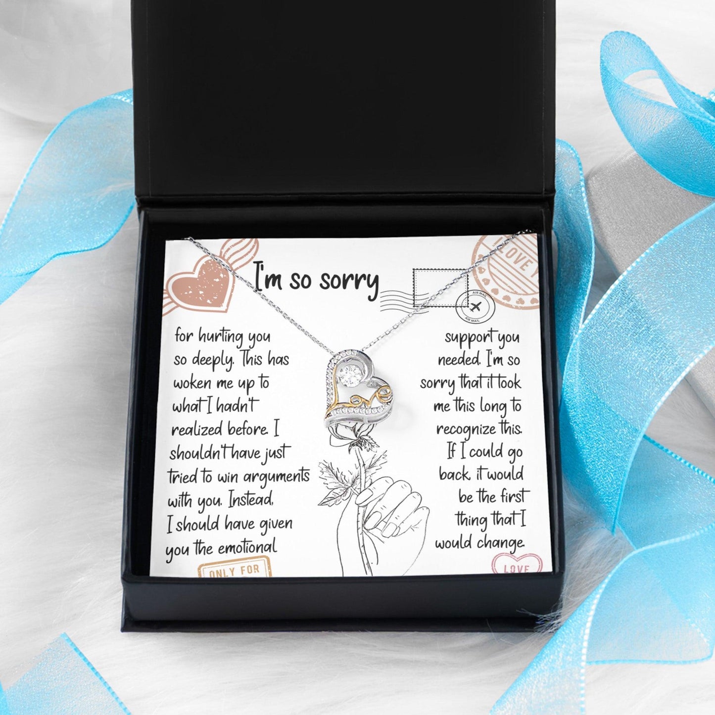 Apology Gift for Girlfriend, Wife, Soulmate, Emotional Support - Love Dancing Heart Pendant Necklace - Mallard Moon Gift Shop