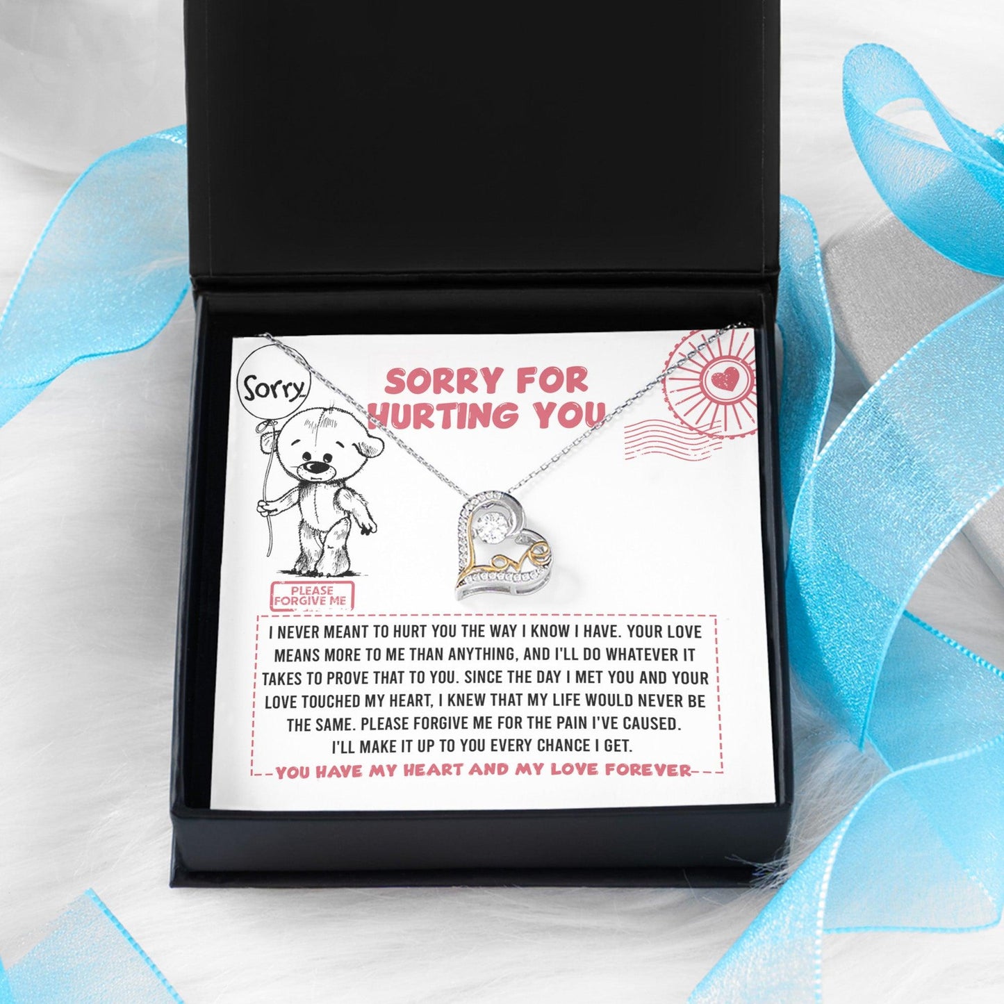 Apology Gift for Girlfriend, Wife, Soulmate - Sorry, Every Chance - Love Dancing Heart Pendant Necklace - Mallard Moon Gift Shop