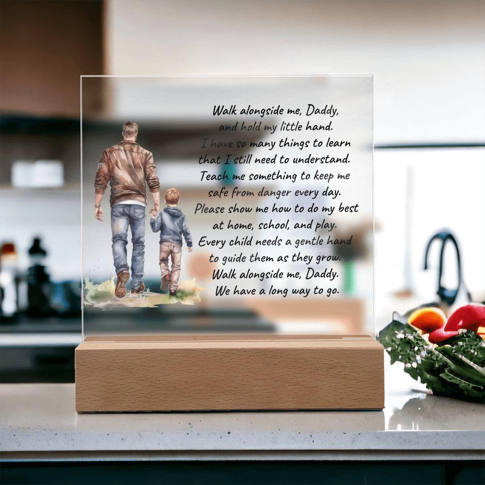 Father and Son Walk Alongside Me, Daddy Personalized Acrylic Plaque - Mallard Moon Gift Shop