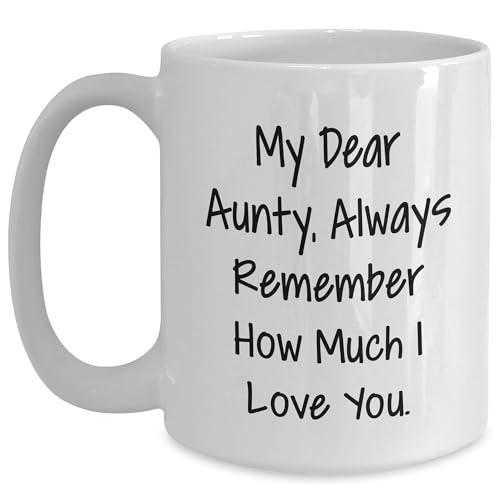 Aunty Love White Coffee Mug, Funny Quote Gifts for Aunty, Valentine's Day Unique Gifts from Men, Women, Friends, Coworkers, Family