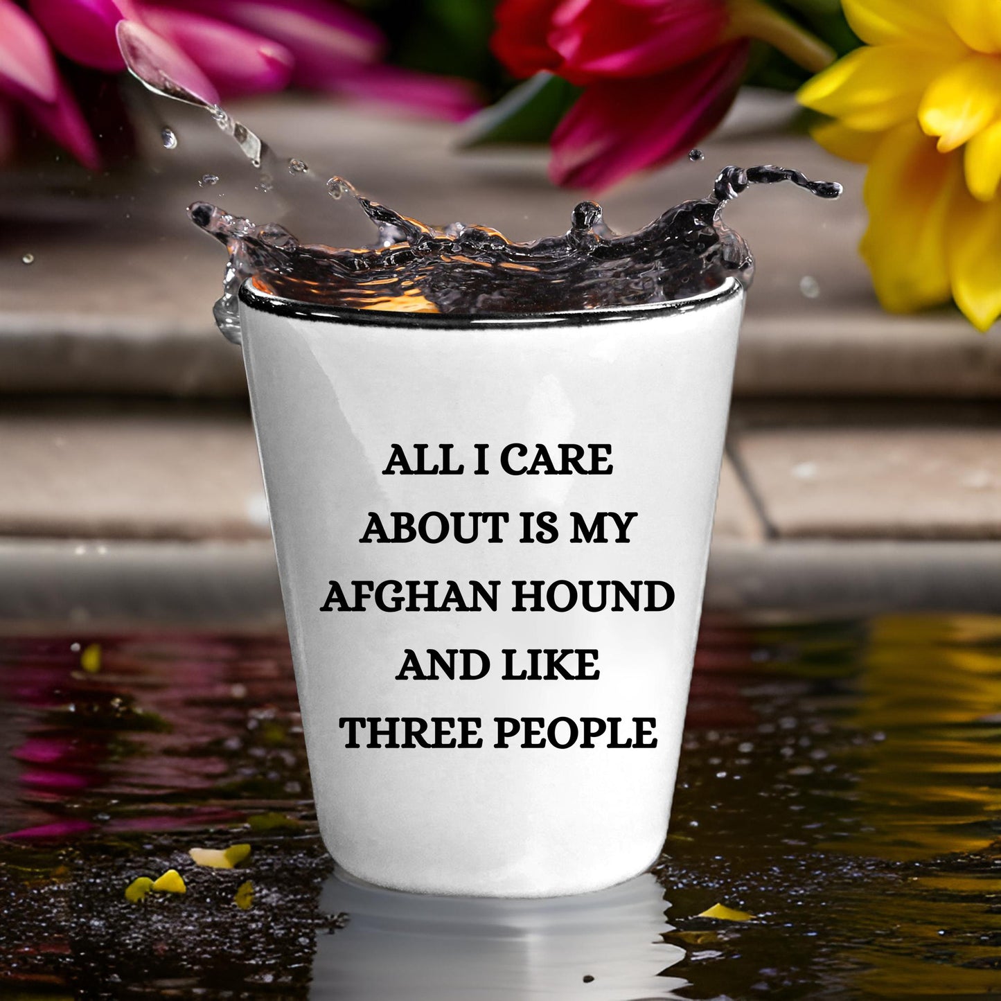 Afghan Hound Dog Lovers Unique Gift Shot Glass, All I Care About Are My Afghan Hound Dog, Funny Quote for Christmas, White Ceramic, 1.5oz, Microwave and Dishwasher Safe, Gifts from Men to Friends - Mallard Moon Gift Shop