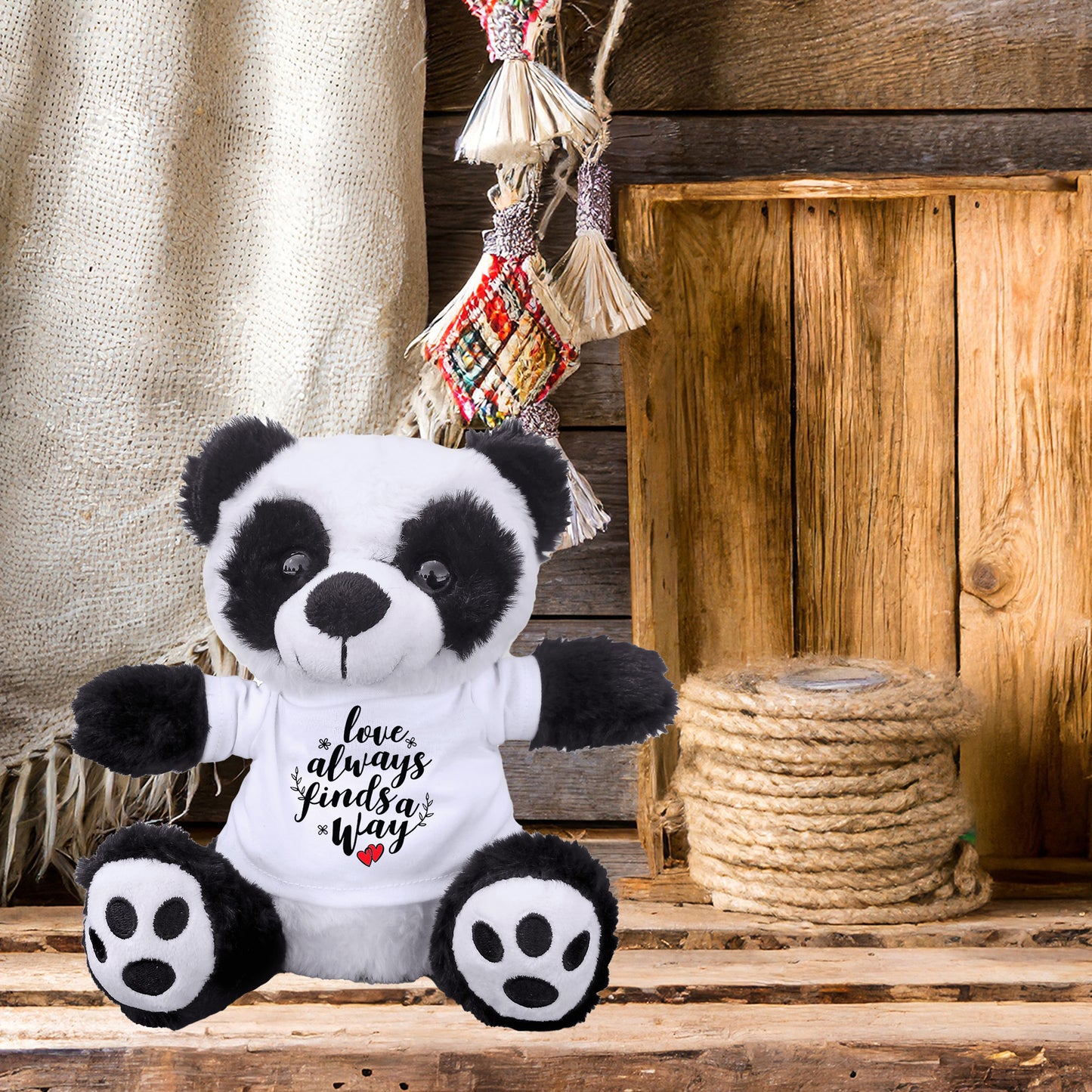 Love Finds A Way - Plush Lamb, Panda, or Teddy Bear with Tee Shirt Romantic Gift for Sweetheart - Mallard Moon Gift Shop