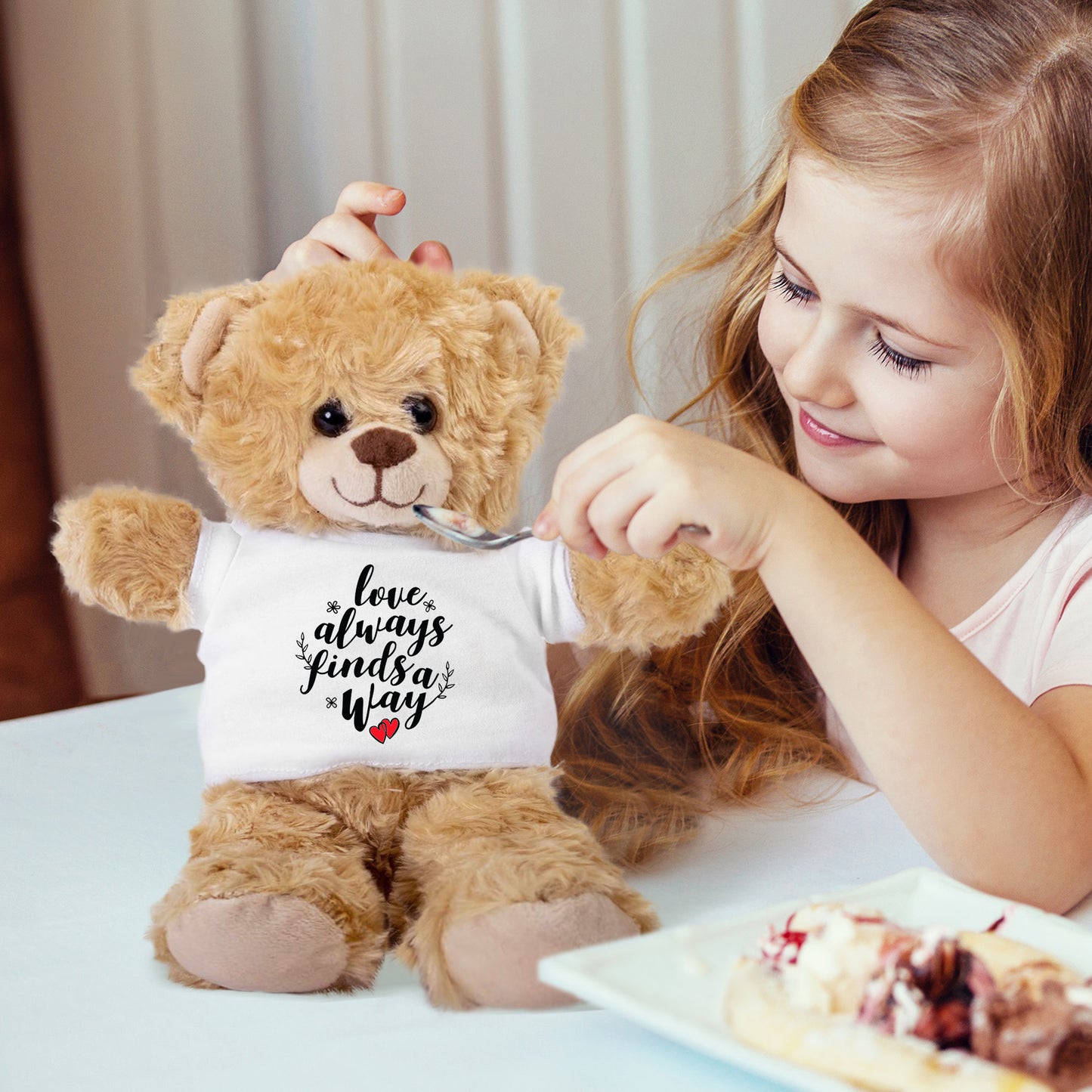 Love Finds A Way - Plush Lamb, Panda, or Teddy Bear with Tee Shirt Romantic Gift for Sweetheart - Mallard Moon Gift Shop