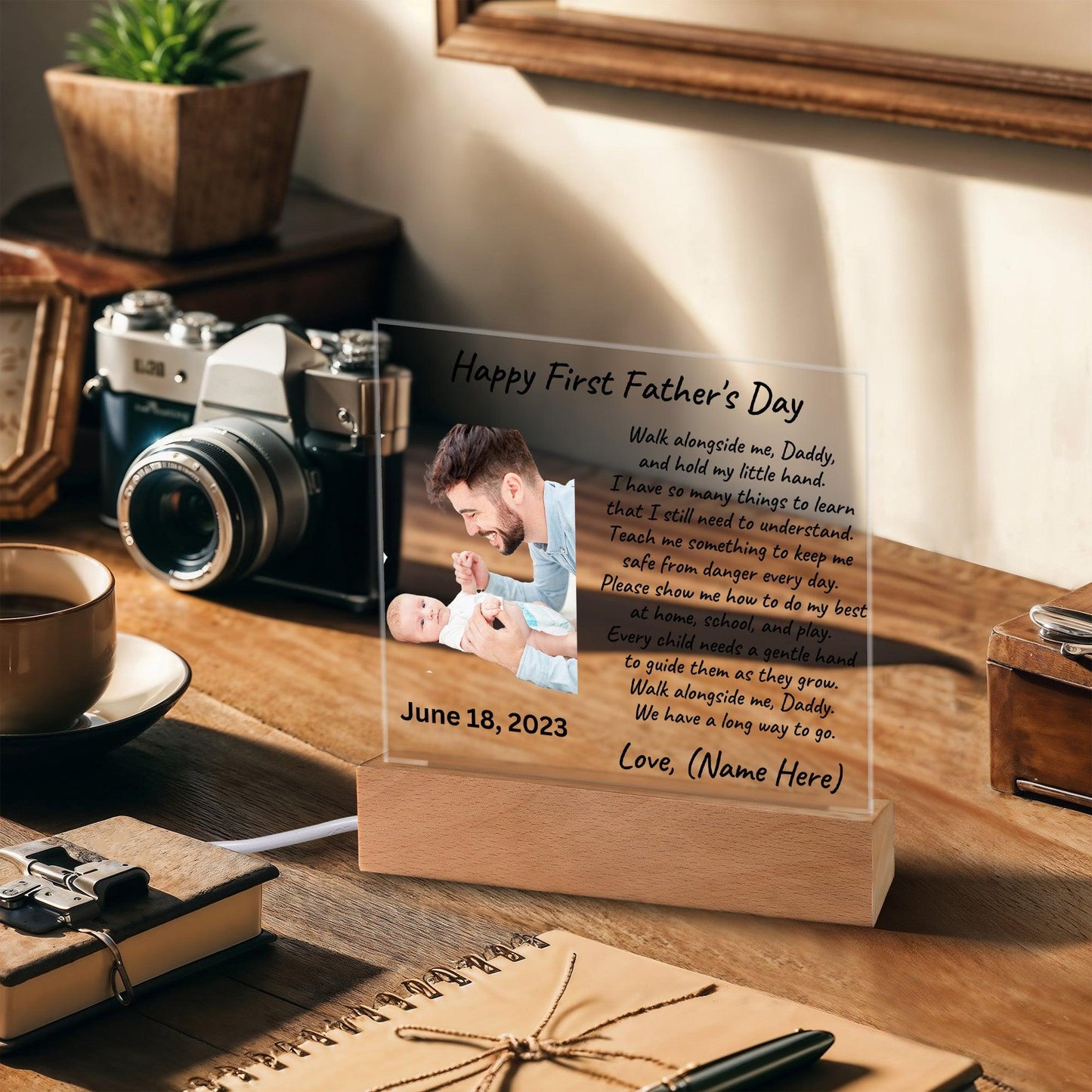First Father's Day Custom Photo Upload Acrylic Plaque - Mallard Moon Gift Shop