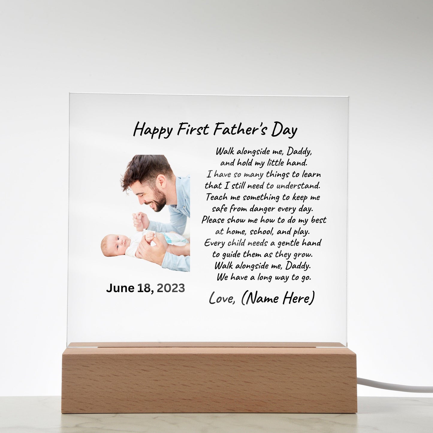 First Father's Day Custom Photo Upload Acrylic Plaque - Mallard Moon Gift Shop