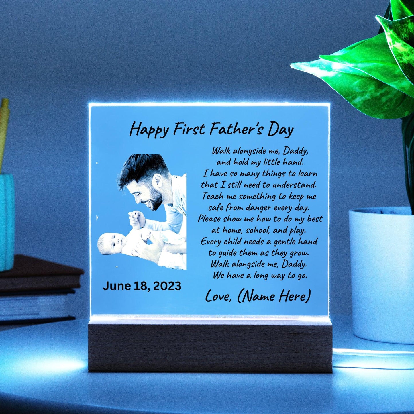 First Father's Day Custom Photo Upload Acrylic Plaque - Mallard Moon Gift Shop