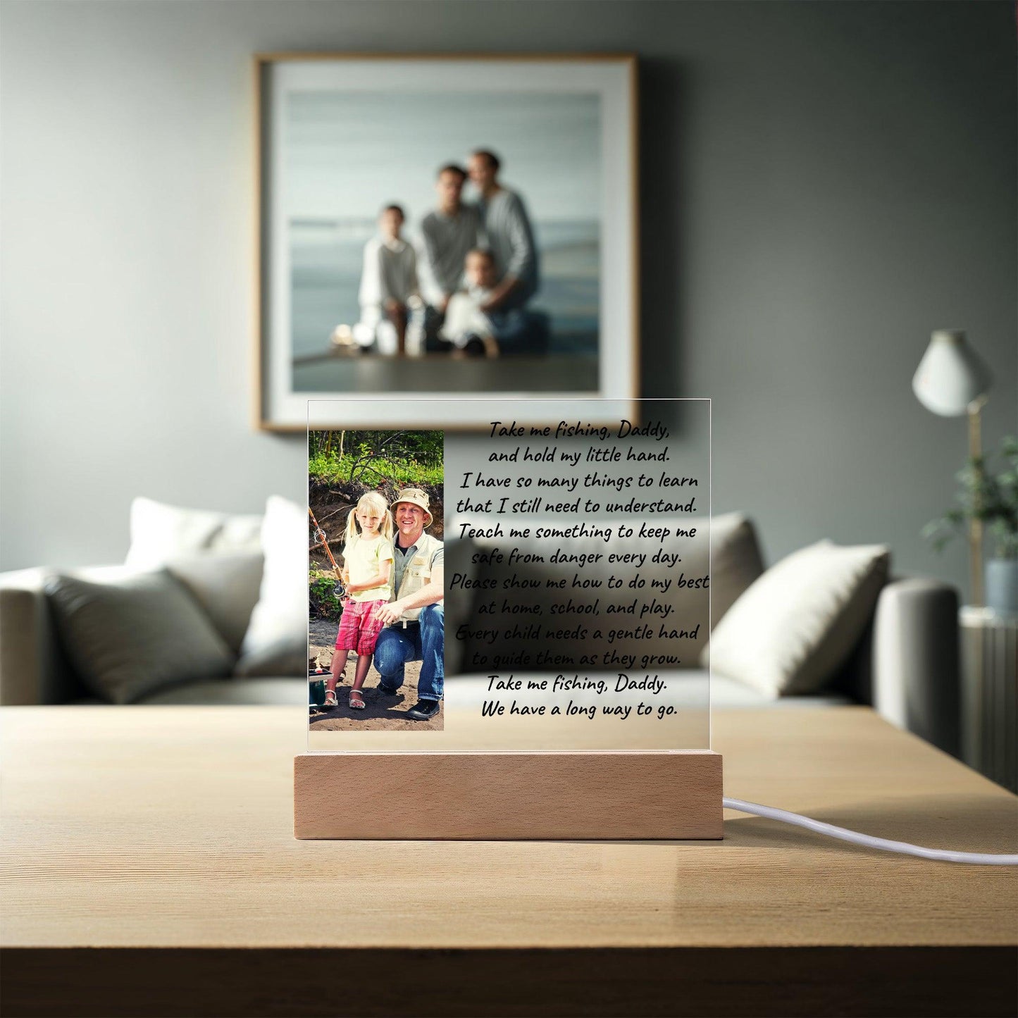 Take Me Fishing Daddy Photo Upload Personalized Acrylic Plaque - Mallard Moon Gift Shop
