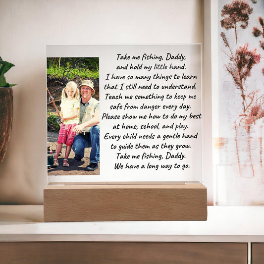 Take Me Fishing Daddy Photo Upload Personalized Acrylic Plaque - Mallard Moon Gift Shop