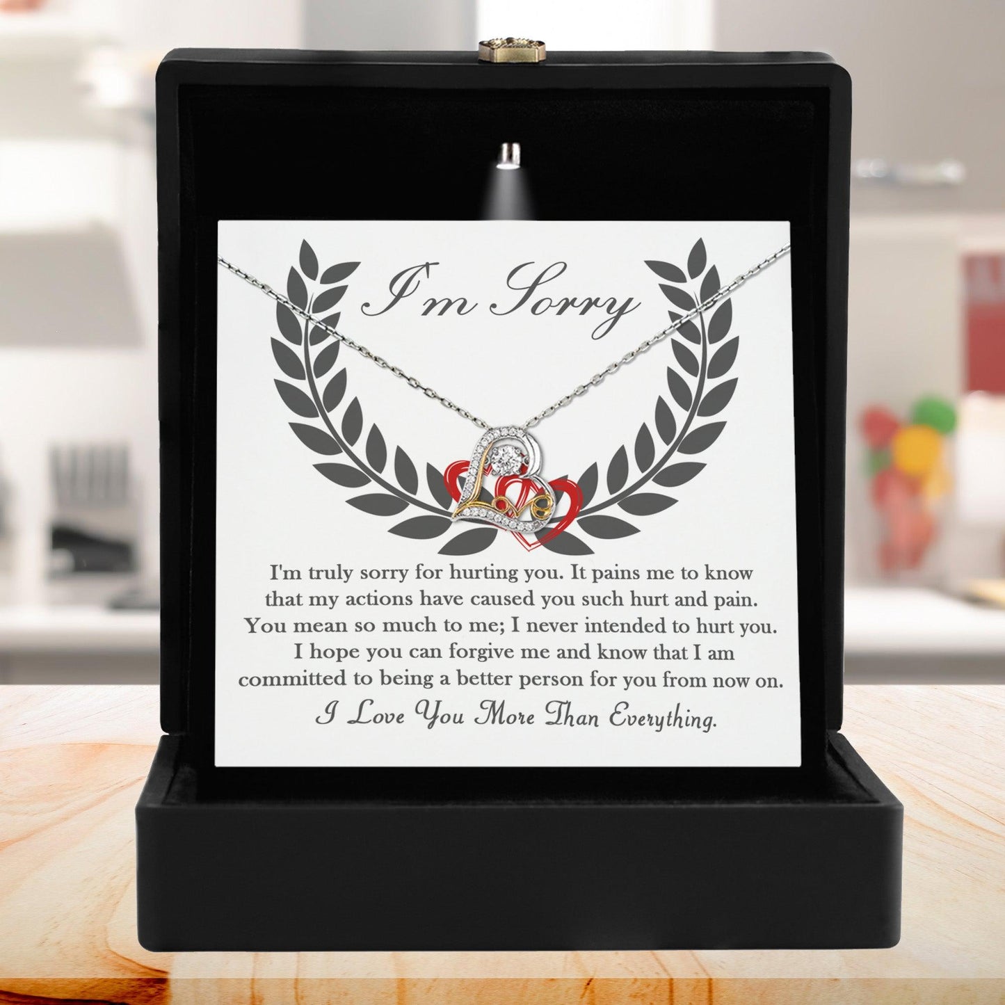Apology Gift for Girlfriend, Wife, Soulmate - Sorry, From Now On - Love Dancing Heart Pendant Necklace - Mallard Moon Gift Shop