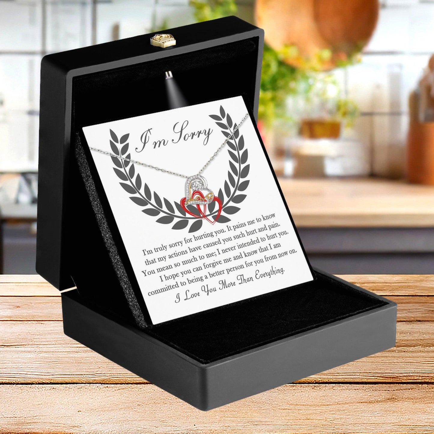 Apology Gift for Girlfriend, Wife, Soulmate - Sorry, From Now On - Love Dancing Heart Pendant Necklace - Mallard Moon Gift Shop