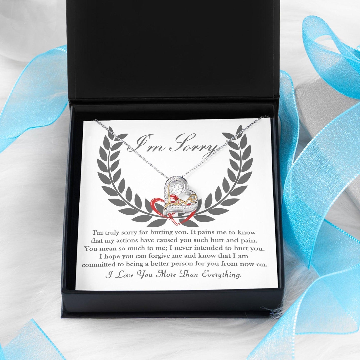 Apology Gift for Girlfriend, Wife, Soulmate - Sorry, From Now On - Love Dancing Heart Pendant Necklace - Mallard Moon Gift Shop