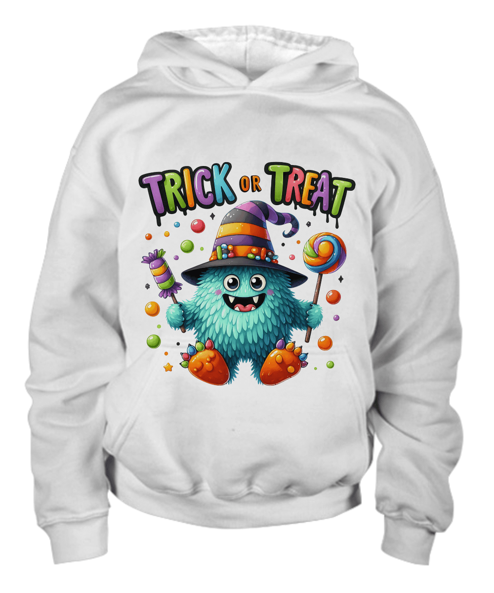 Trick or Treat Halloween Monster Youth Hoodie - Mallard Moon Gift Shop