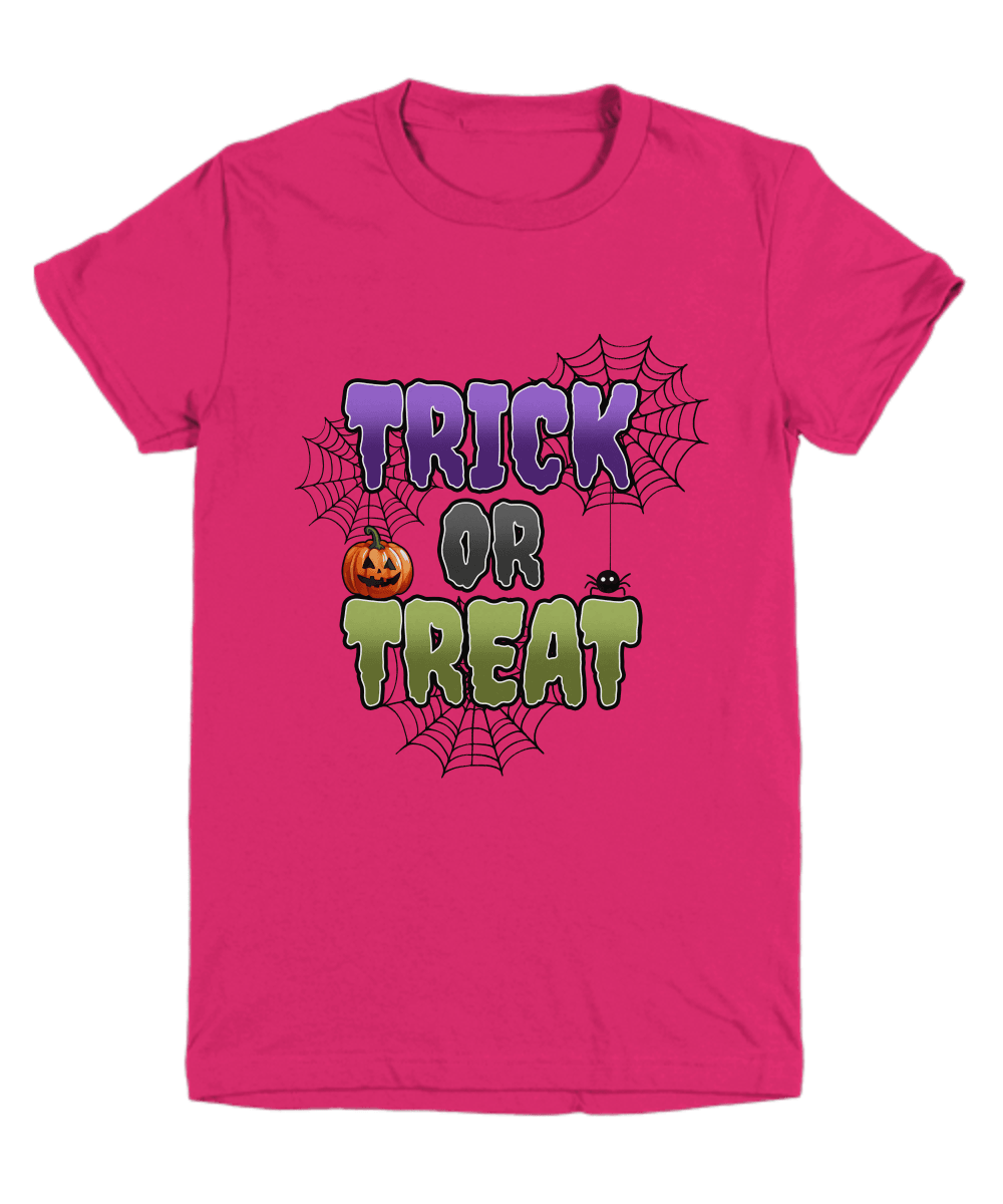 Halloween Trick or Treat Spider Webs and Pumpkins Youth Tee Shirt - Mallard Moon Gift Shop