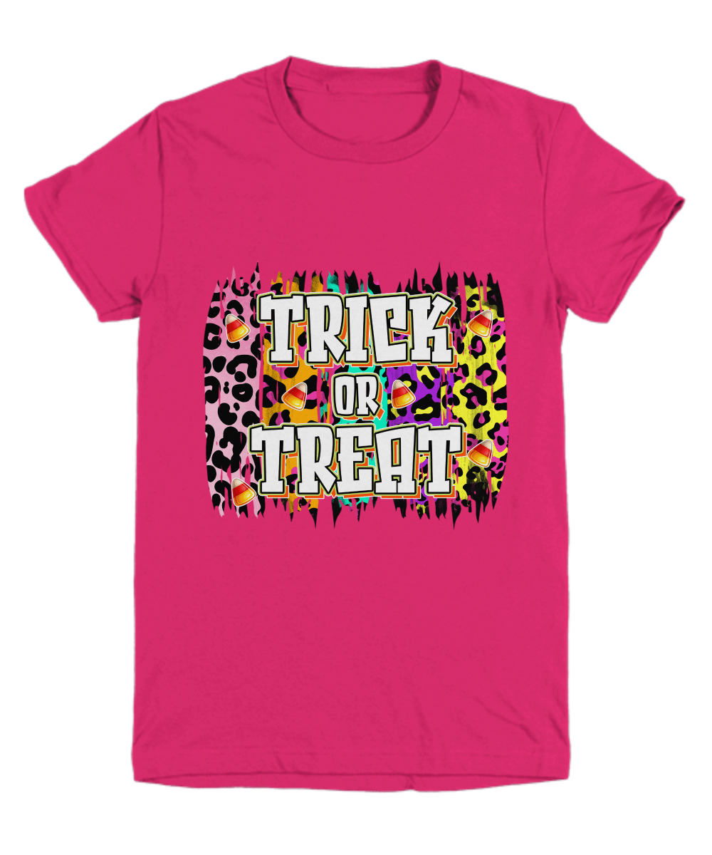 Halloween Trick or Treat Leopard Spots Youth Tee Shirt - Mallard Moon Gift Shop