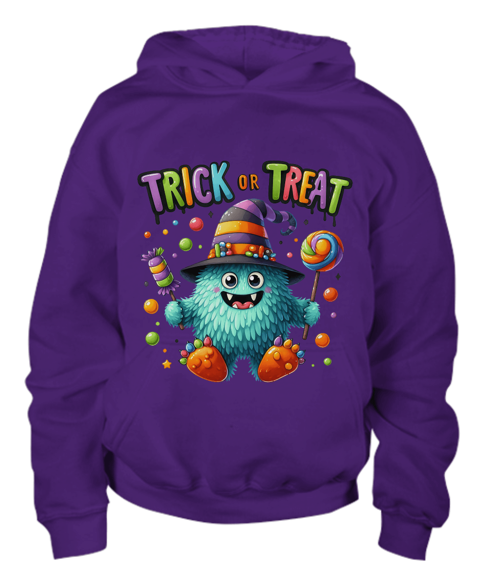Trick or Treat Halloween Monster Youth Hoodie - Mallard Moon Gift Shop