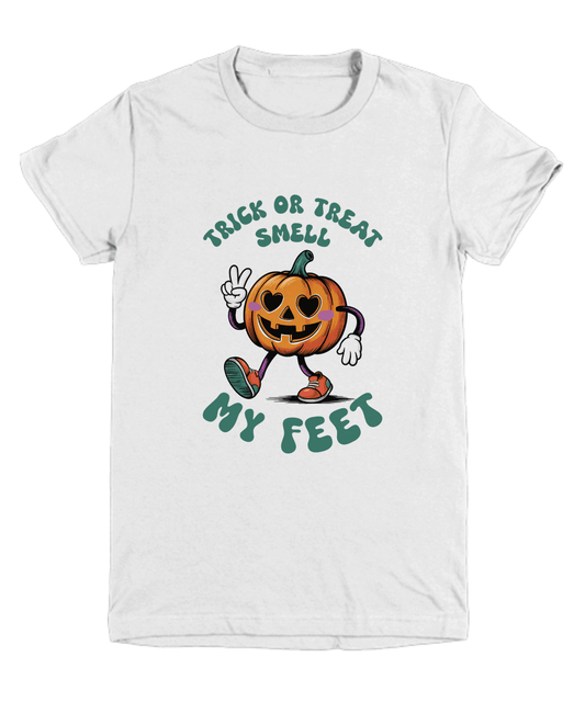 Child Halloween Trick or Treat Smell My Feet Pumpkin Tee Shirt - Mallard Moon Gift Shop