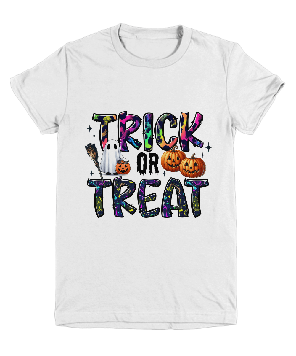 Halloween Trick or Treat Pumpkins and Ghost Youth Tee Shirt - Mallard Moon Gift Shop