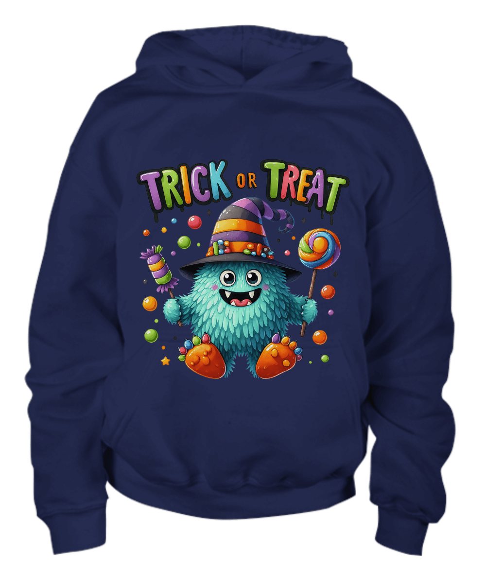 Trick or Treat Halloween Monster Youth Hoodie - Mallard Moon Gift Shop