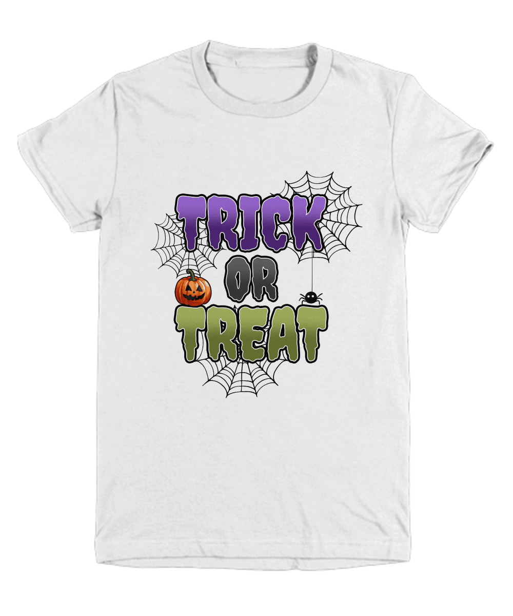 Halloween Trick or Treat Spider Webs and Pumpkins Youth Tee Shirt - Mallard Moon Gift Shop