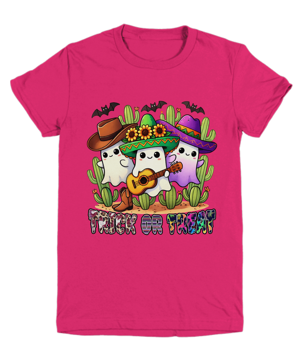 Halloween Trick or Treat Ghosts Playing Guitar Youth Tee Shirt - Mallard Moon Gift Shop