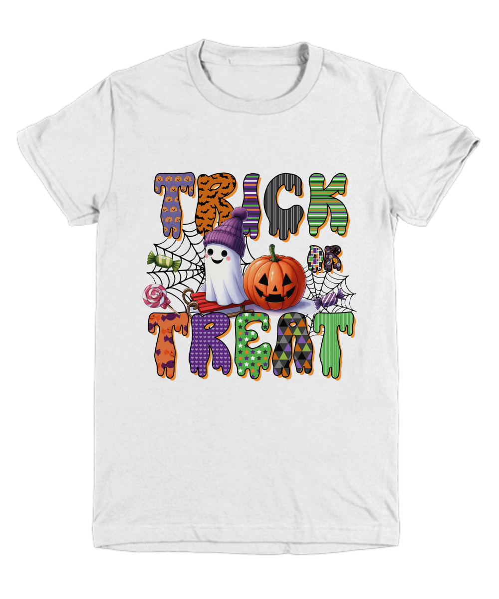 Halloween Trick or Treat Ghost with Beanie Hat  Youth Tee Shirt - Mallard Moon Gift Shop