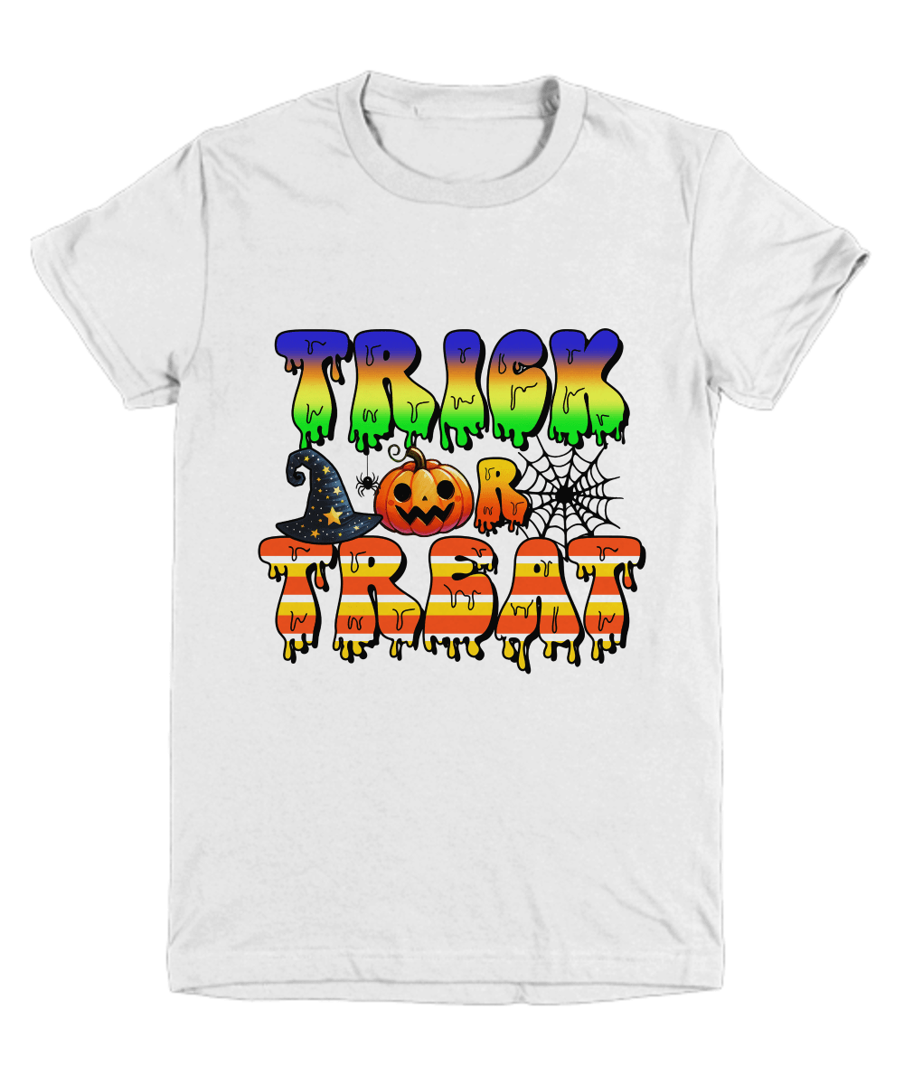Trick or Treat Halloween Witches Hat and Pumpkin Youth Tee Shirt - Mallard Moon Gift Shop