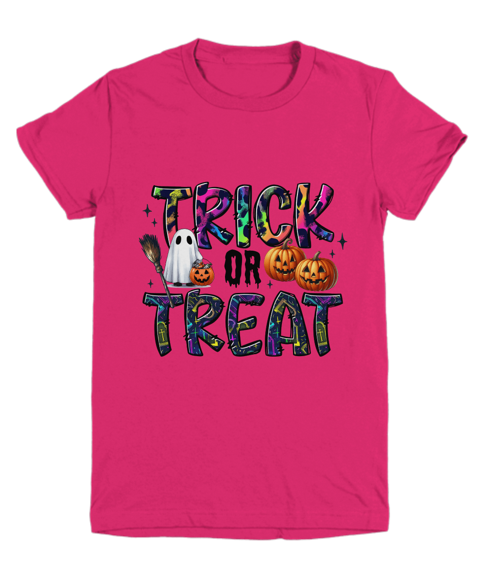 Halloween Trick or Treat Pumpkins and Ghost Youth Tee Shirt - Mallard Moon Gift Shop