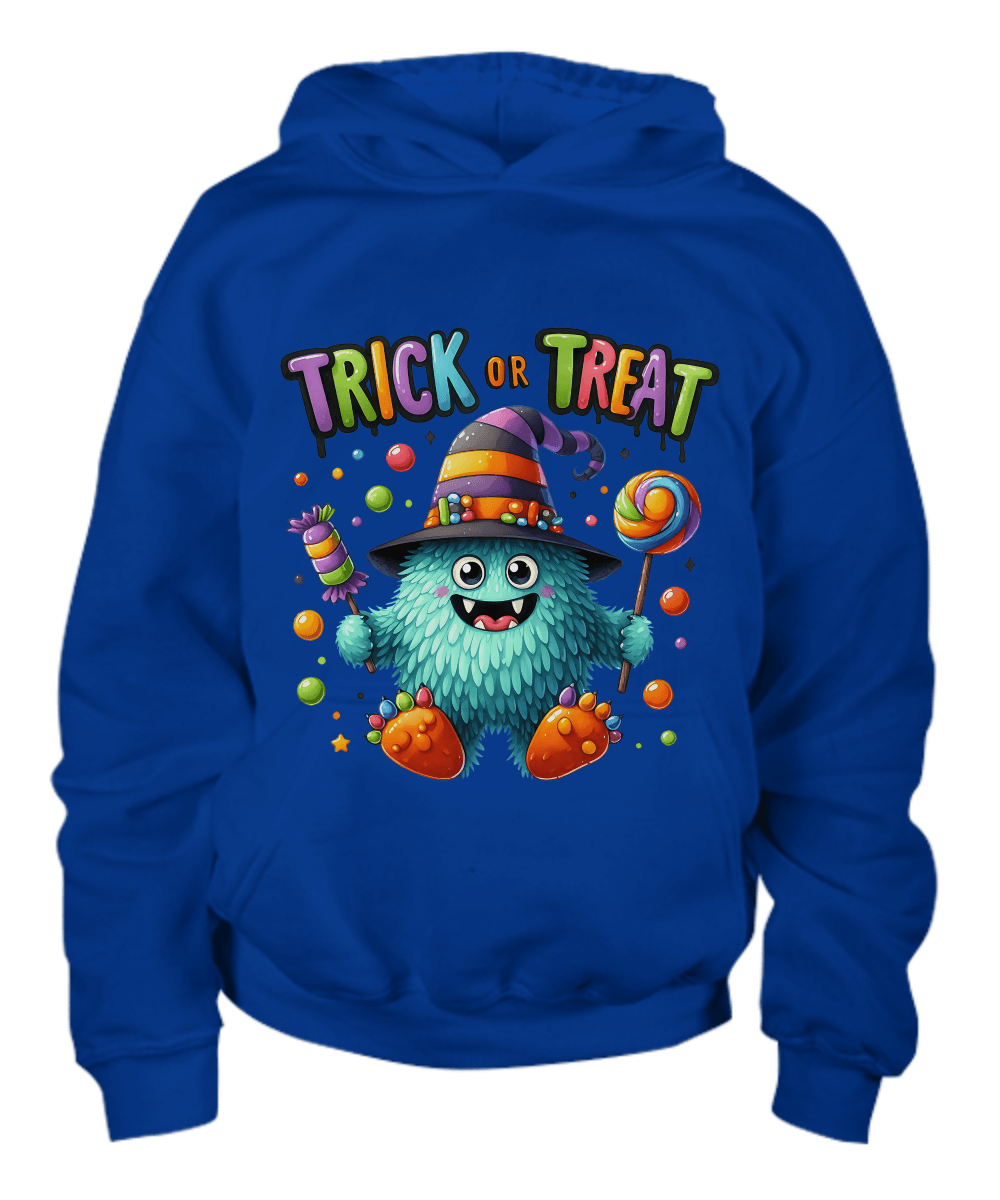 Trick or Treat Halloween Monster Youth Hoodie - Mallard Moon Gift Shop